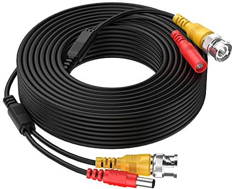 Cocar 50 Pieds 15M Câble d'extension Vidéo BNC Tout-en-Un avec Connecteur DC Power pour Système de Surveillance CCTV