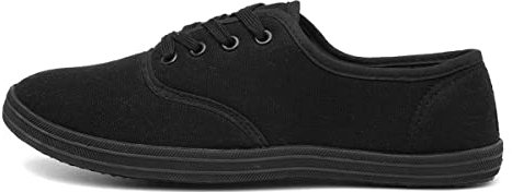 Red Fish Tai Womens Black Lace Up Canvas Shoe - Size 4 UK - Black