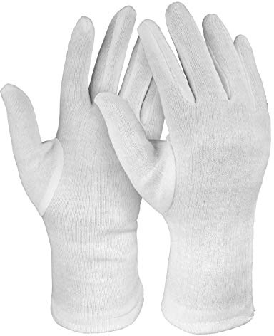 Solidstar 12 Paar Baumwollhandschuhe Strickhandschuhe weiße Handschuhe, Größe 6 (XS) bis 13 (4XL) (11/XXL)