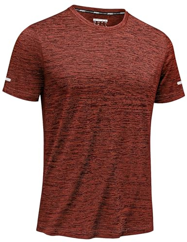 TACVASEN T-Shirts à Manches Courtes Homme Tee Shirt Running Homme Course Top Respirant Vêtements de Sport et de Fitness Portables Orange Foncé, L