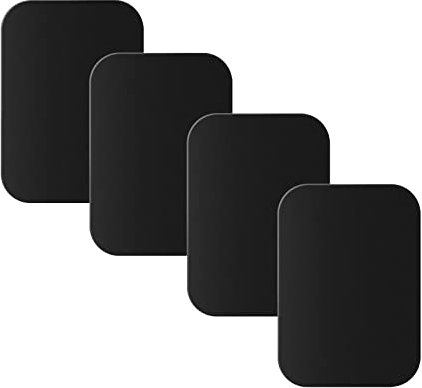 Juspota 4 Piezas Láminas Metálicas para Soporte Movil Coche Magnético, Reemplazo de Placas de Metal con Adhesivo, Muy Fina para Soporte iman Movil Coche, Negro 4 Rectangulares