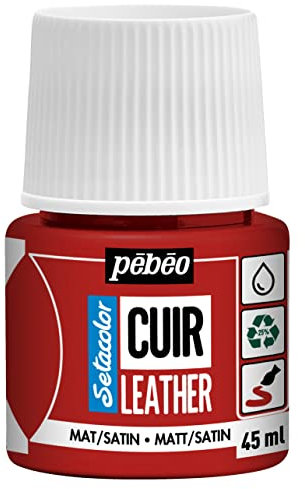 Pebeo - Setacolor Cuero - Pintura acrílica para cuero y polipiel - Personalización de bolsos, zapatos, zapatillas - Resistente a arañazos, dobleces y roces - Acabado mate/satinado -Rojo Intenso -45 ml