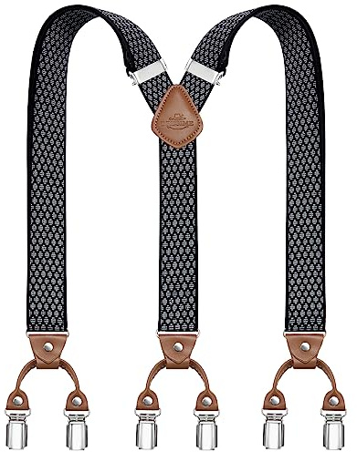 Dresime Hosenträger für Herren mit 6 Starken Metallclips, Y-Rücken-Verstellbarer Heavy-Duty Elastischer Träger