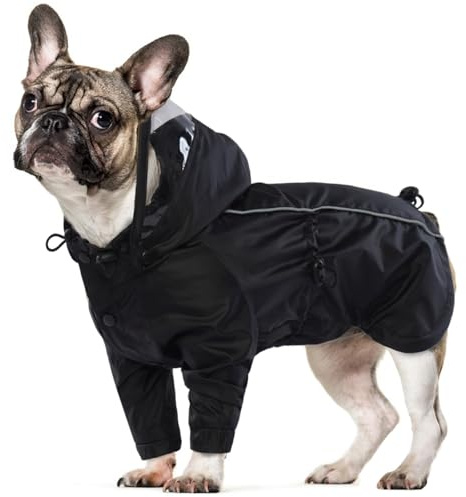 Chaqueta Impermeable para Perros, Impermeable Perro Grande Cubierta Completapara Ajustable Sudaderas a Prueba de Viento Perros Pequeños Medianos Grandes(Negro, M)
