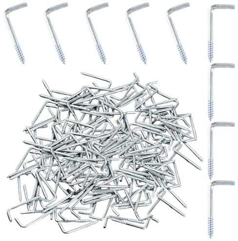 Elkuaie 100 Schraubhaken, L-förmige Schraubhaken, Schrauben, Rechtwinklige Haken, Schraubhaken aus Kohlenstoffstahl, Wand-L-förmige Rechtwinklige Haken, blau Verzinkte Schraubhaken