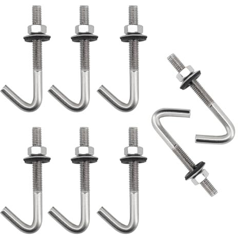 Perno de anclaje de techo M6 x 45 mm, tornillos de anclaje de hormigón, gancho en J, acero inoxidable 304, gancho de pared de 7 formas, ganchos de vástago largo con arandela de tuerca hexagonal