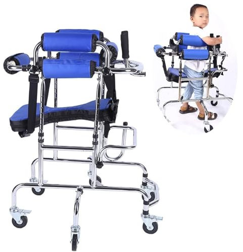 Gehhilfe für Behinderte, Rollator mit Rädern für Kinder mit Zerebralparese, Geeignet für Körpergrößen von 80–120 cm, Aluminiumlegierung 6 Räder Kindermobilitäts-Gehhilfen mit Sitz
