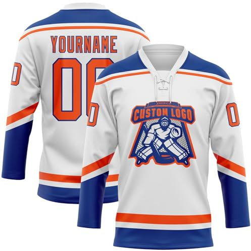 Personalised Ice Hockey Jersey Customisable with Your Name/Number/Logo Long Sleeve Hockey Jersey Clothing for Ice Hockey Fans Men Women Youth A08