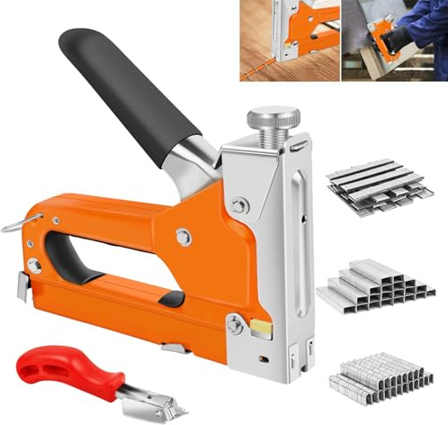 Upholstery Staple Gun,3 in 1 Heavy Duty Staple Gun,Hand Stapler with 3000 Staples & Staple Remover, Adjustable Force,for Wood,Fabric,Furniture,DIY