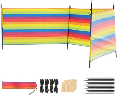 Strandvindskydd – camping insynsskydd vindbarriär, väderskyddsbarriär vindtät | Outdoor Caravan Privacy Shield, med stänger och bärväska, utomhusutrustning för resor, picknick och festbehov