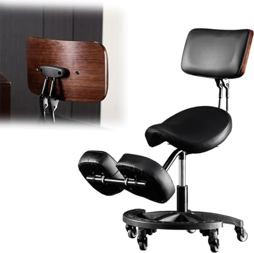 Silla ergonómica – Asiento de rodillas de altura ajustable con respaldo y reposapiés para masaje, spa, clínica dental – Taburete rodante