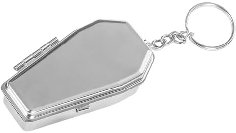 Coffin Keychain Ashtray, Stainless Steel Portable Pocket Silver | Organize Keys, Easy to Attach to Backpack or Bag, for Camping and Outdoor Travel