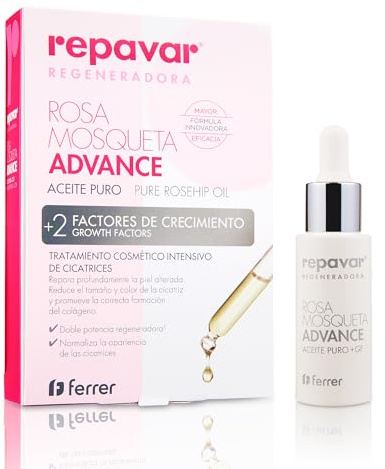 Repavar - Pure Rose Hip Oil - With 2 Growth Factors - Intensive Cosmetic Treatment with Double Reparative Power - Dropper Format - 15 ml