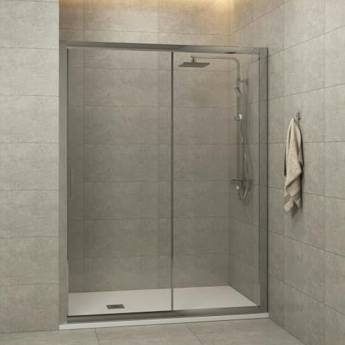 Royal Bathrooms 1700mm Sliding Shower Door 6mm Safety Tempered Glass Reversible Chrome