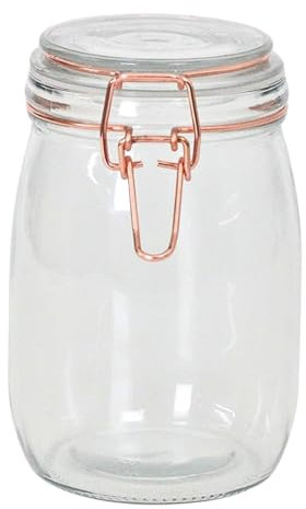 Tala 1Litre Glass Copper Clip Top Storage Jars Spices Pasta