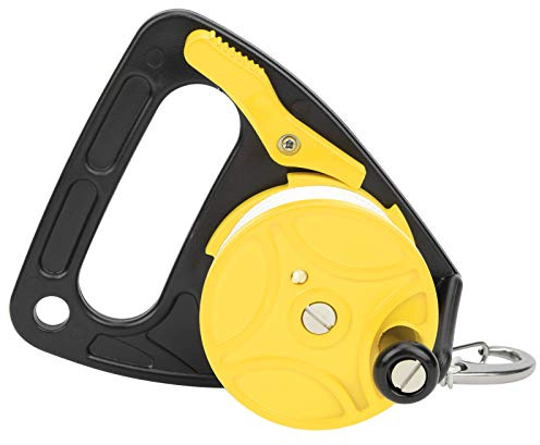 Dive Reel, 150 FT Scuba Divers Reels with Thumb Stopper Compact Kayak Anchor Snorkeling Tech Finger Spool Heavy Duty Diving Float Line Card Position PP Rope Equipment for Diver Underwater Safety