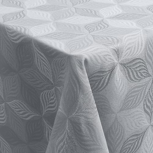 Homaxy Mantel lavable rectangular, 140 x 200 cm, jacquard, con adornos, repele la suciedad, fácil cuidado, color gris