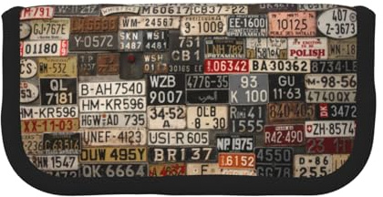 KSANNNS Old License Plate Printed Canvas Pencil Case, Durable Learning and Cosmetic Pencil Case