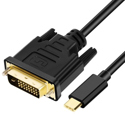 AXFEE 1.8m USB-C auf DVI Kabel, USB-Typ-C auf DVI-Kabel, USB-C Stecker zu DVI Buchse, Kabelkonverter für Monitor, TV, Projektor, Kompatibel mit iPhone 15 Pro/Max MacBook Pro/Air iMac S23 XPS 17