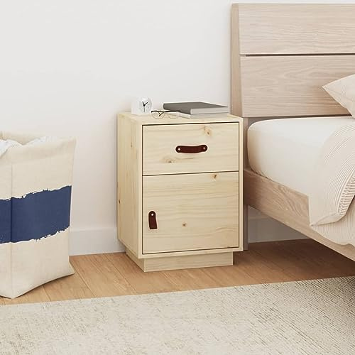 Snsowed Nachttisch, Nachtschrank, Nachtkonsole, Bedside Tables, Nachtkästchen, Beistellschrank, Nachtkommode, Nightstand, 40x34x55 cm Massivholz Kiefer