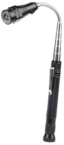 NIRJIK LED Teleskop Taschenlampe mit Magnet, Flexibles Magnet Werkzeug Ausziehbar 360° Biegehals, Arbeitsleuchte mit 3 LEDs für Auto Reparatur Werkstatt Haushalt Outdoor Camping, Inkl. Batterien