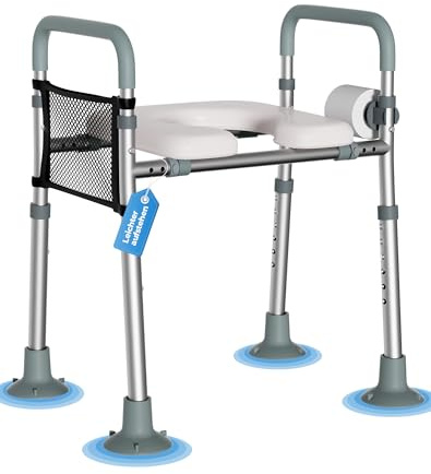 Asiento elevador de inodoro con reposabrazos, elevador de inodoro con altura ajustable y ancho para personas mayores, embarazadas y ancianos, apto para la mayoría de inodoros