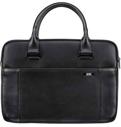 Artwizz Leather Bag - Leder-Tasche kompatibel mit MacBook Pro 14, MacBook Pro 13, MB Air 13 - Notebook Tragetasche mit Zubehörfach, Schwarz, 13-14 Zoll