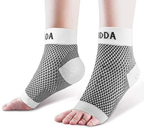 AVIDDA 2 Pack Ankle Support Brace for Men and Women, Compression Sleeve Socks for Plantar Fasciitis, Sprained Ankle, Ligament Damage, Achilles Tendonitis, Sports, Running - White S