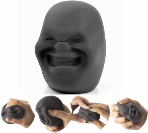 Funny Human Face Emotion Balls - Fidget Stress Relief Squeeze Balls for Kids & Adults, Sensory Toys for Autism (Black, Happy)