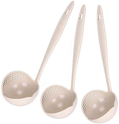 KunLS Schiumarola per Fritti Colino Cucchiaio Piccolo Colino della Maglia del Setaccio della Cucchiaio Filtro Drenante Cucchiaio Filtri Scoop Colino Beige