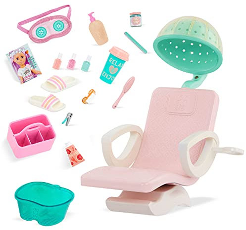 Glitter Girls - GG Salon Stuhl Puppen - Spa Stuhl Spielset - Haartrockner mit Kapuze, Fußbad, vorgetäuschter Nagellack - 36 cm Puppen-Zubehör - Spielzeug für Kinder ab 3 Jahren