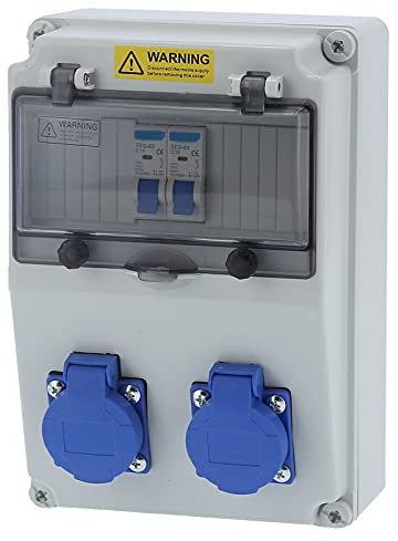 Distributeur d'alimentation Mural Boîte de Distribution électrique à 2 Positions 16A 220‑250V Distributeur Mural Boîte électrique Extérieure pour Chantier de Construction 25 X 16 X(220-250V)