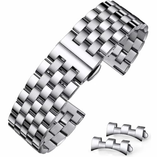 HEYOZURY Cinturini per Orologio in Metallo in Acciaio Inossidabile per Orologi con Estremità Dritta e Curva 18mm 19mm 20mm 21mm 22mm 24mm Cinturini di Ricambio in Braccialetti per Uomini Donne