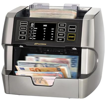 NUCOUN VC-7-E Geldzählmaschine für gemischte Geldscheine - Banknotenzähler - Geldzähler - Doppelt CIS/UV/IR/MG/MT-Fälschungserkennung - Seriennummernberichten - Drucker aktiviert