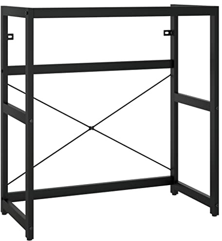 vidaXL Black Iron Bathroom Console - Durable Washbasin Frame | Stand Furniture for Modern Restroom | Powder-Coated for Weather Resistance | Towel Storage, Easy Clean | 31.1x15x32.7