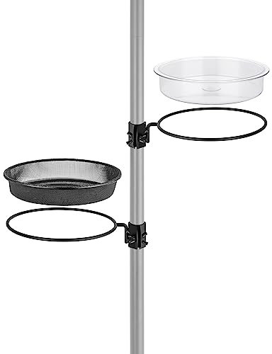 iBorn Bird Feeders Station Water Tray & Mesh Tray with Ring, Bird Feeding Bowl, Fit for 1” Pole Stand Station, for Humming Bird Feeders Outdoor Accessory, for Outside, 5SECOND to Install, 1 Set