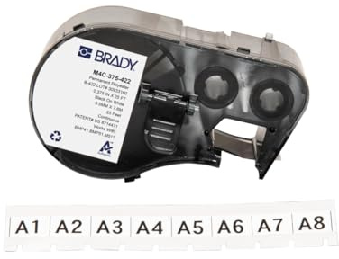 Brady Polyester Label Tape for Label Printer M410 & M510 - Self Adhesive Printer Labels - Multi-Purpose Polyester Labels - Black on White (9.53 mm x 7.62 m) - M4C-375-422
