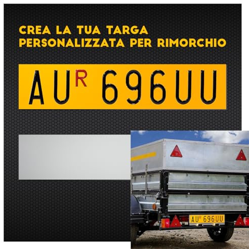 Fratelli Mondello Targa a Rilievo Ripetitrice in Alluminio Catarifrangente Gialla per Carrelli, Rimorchi, Roulotte, Portabici, Carrelli Appendice e Rimorchi Agricoli