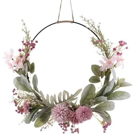 Dörrkransar, dörrkransdekoration, rosa dörrkrans, konstgjord blomkrans, vår sommarkrans för ytterdörren utomhus, dörrkrans, påsk, ytterdörr, vårdekoration, fönsterdekoration, hängande