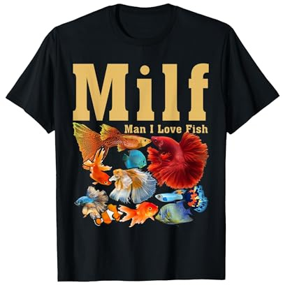 Men Women Funny Man I Love Fish T-Shirt, Men, Black, Large