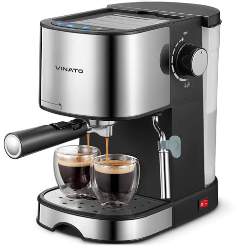 VINATO Cafetera Espresso 15 Bar, Cafetera Espresso con Espumador de Leche Profesional, Pequeña Cafetera Espresso para Cappuccino, Latte & Macchiato