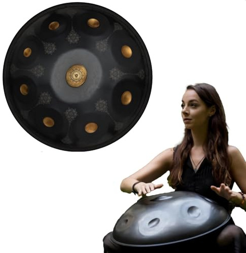 Tamburo Per Lingua Handpan - Tamburo A Percussione In Acciaio, Strumento Per Handpan Da 22 Pollici Mandala Tank Drum Strumento A Percussione In Acciaio Con Borsa Da Viaggio 440 Hz(Black,12Notes)