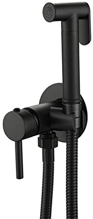 Pulvérisateur de bidet portable pour toilettes - Pulvérisateur de couches en tissu pour animaux domestiques - Robinet de bidet mural en laiton - Couleur noire