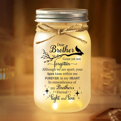 SteadStyle Memorial Gifts for Loss of Brother,Memorial Mason Jar Night Light, Red Cardinal Gift, Loss of Brother Sympathy Gifts, in Memory of Loved One Gift, Memory Jar, Memory Lamps
