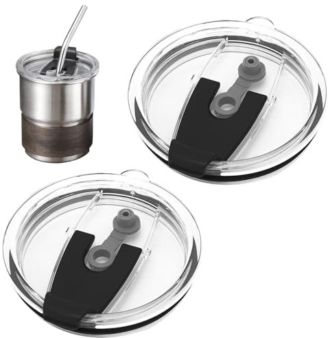 2 Pcs Tumbler Lid Replacement,for Ion8 Replacement Lid,Reusable,Flip Clear,Eco-Friendly,for Stanley Lids for Tumbler Travel Cup(Black, 20 Oz)