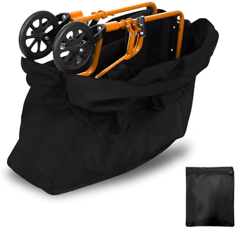 MUTUSHI Rollator Travel Bag 600D Waterproof Wheelchair Carry & Travel Bag for Rollator Walkers & Transport Chairs Folding Walker Accessories Portable Walker Bags 35 L x 9.5 W x 26 H Black