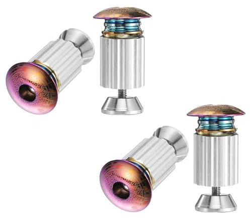 HARFINGTON 2Pair Bar End Plugs Aluminum Handlebar End Caps Bike Plugs 0.6oz Expanding Locking for MTB Road BMX Fixed Gear Bike, Colorful