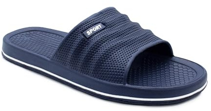 IMTY Womens Sliders EVA Sandal Slippers Ladies Pool Slides Lightweight Beach Flip Flops Bathroom Shower Spa Leisure Sports Slipper (Navy, UK Footwear Size System, Adult, Women, Numeric, Medium, 7)