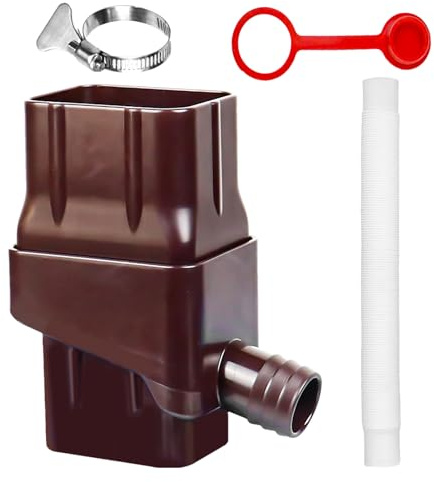 Diversor de agua Gutter – duradero, reutilizable | Sistema de barril de agua de lluvia con mangueras flexibles, kit de adaptador para recolección de lluvia, válvula Colander – Accesorios para casa