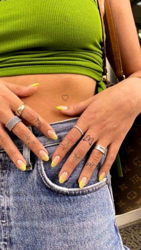DIVAWOO 2 Blätter Finger Temporäre Tattoos, Semi Permanent Erwachsene Realistisch Henna Tattoo, Winzige Kleine Wasserfeste Hand tattoos für Frauen